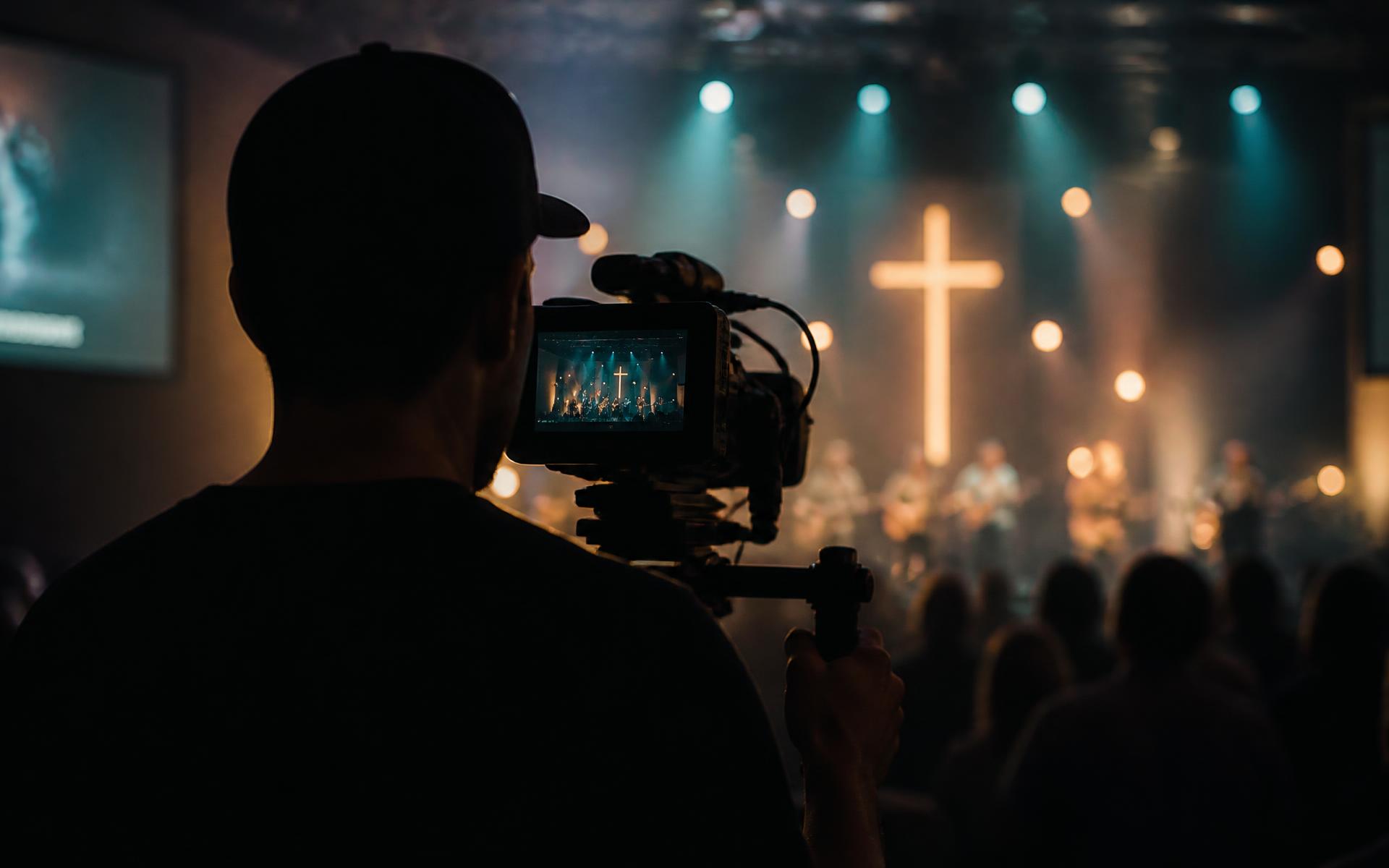 Impact Production camera operator filming a live worship service
